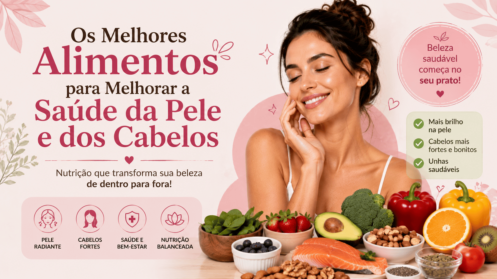 Os Melhores Alimentos para Melhorar a Saúde da Pele e dos Cabelos